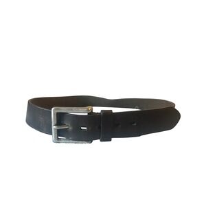 Mens Genuine Leather Dark Brown Belt Size 36 Silver Buckle Casual Workwear